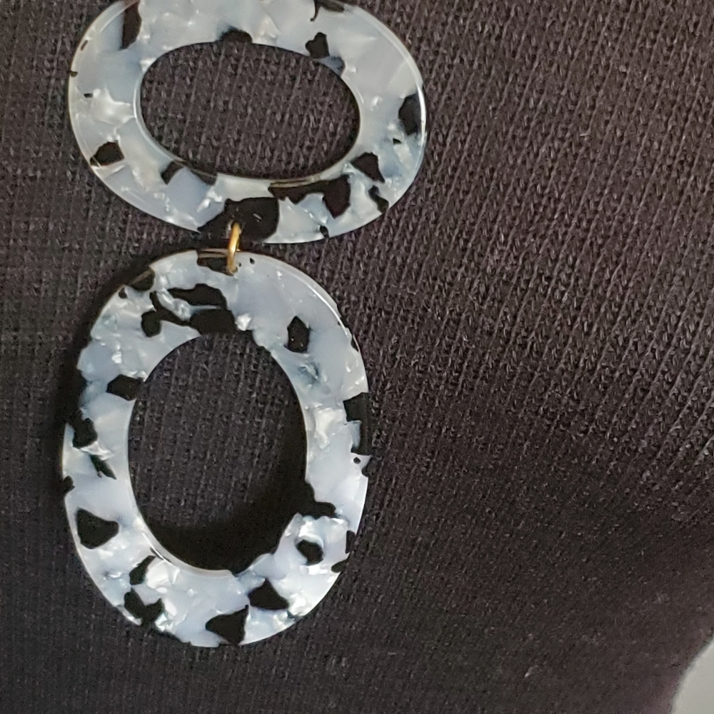 Time and Tru goldtone long statement necklace Y-necklace faux marble - Picture 3 of 8